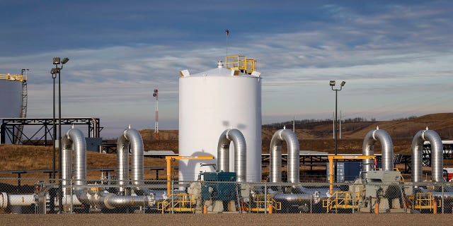 TC Energy's Keystone pipeline facility is seen in Hardisty, Alberta, on Nov. 6, 2015.