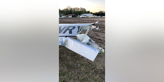 The DHC-1 Chipmunk plane suffered damage on multiple parts of the plane after the collision.