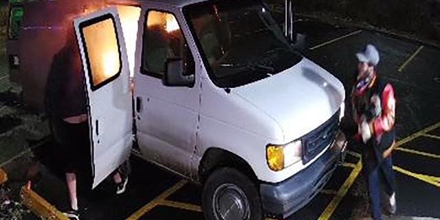 A small fire started when the suspects tried to open the ATM inside the van while in a nearby parking lot.