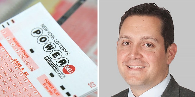 A Powerball ticket shown at left;  Andrew Santana is on the right.  It's easy to do "too many obligations and quickly spend too much money," he said.