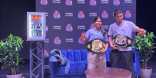 Olympic Games 2024: Breakdancing will take center stage in Paris as Red Bull BC One World Final revisits New York roots RedBull BC One 2022 World Final Champions India Sardjoe of the Netherlands and Victor Montalvo of the USA pose with their belts during a press conference on November 12, 2022.