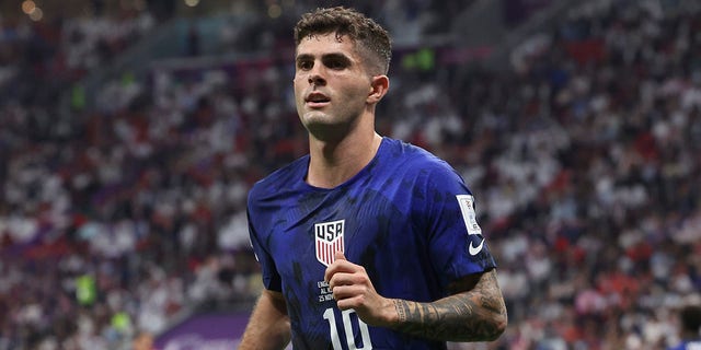 Christian Pulisic of the USA in action during the FIFA World Cup Qatar 2022 Group B match against England at Al Bayt Stadium on November 25, 2022 in Al Khor, Qatar. 