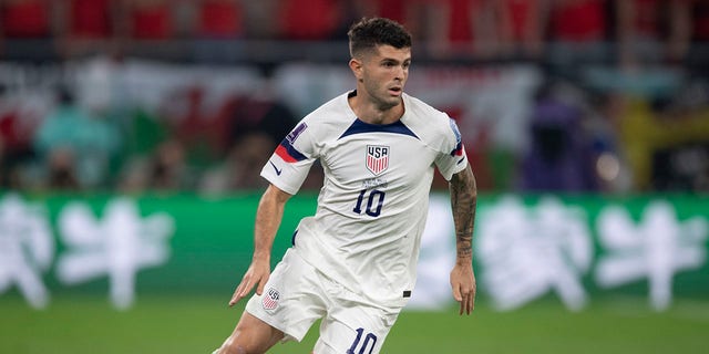 Christian Pulisic of USA in action during the FIFA World Cup Qatar 2022 Group B match between USA and Wales at Ahmad Bin Ali Stadium on November 21, 2022 in Doha, Qatar. 