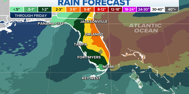 Expected rainfall totals for Florida and the Southeast this week.