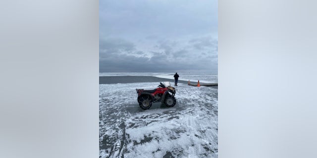 First responders used ATVs to rescue around 200 people stranded on a large ice chunk.