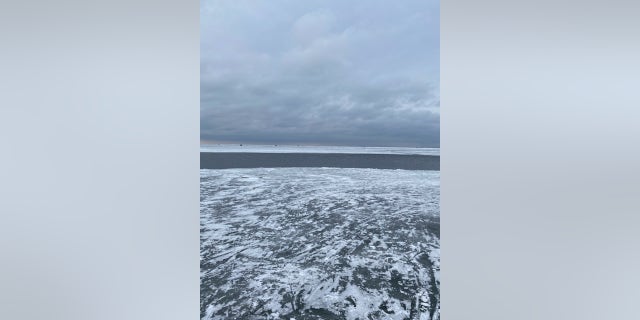A large chunk of ice broke of fin Upper Red Lake in Minnesota, stranding around 200 people, authorities said.