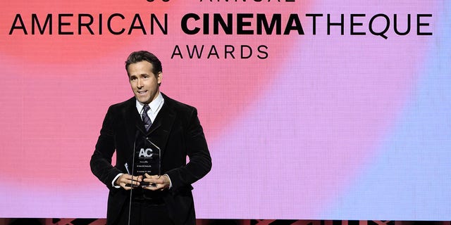 Honoree Ryan Reynolds, recipient of the American Cinematheque Award, speaks onstage.