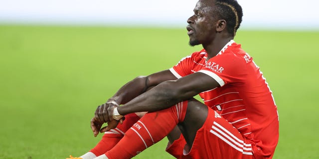 Sadio Mane of Bayern Munich is injured during the match against SV Werder Bremen at Allianz Arena on Nov. 8, 2022, in Munich, Germany.