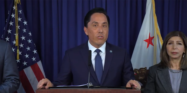 San Diego Mayor Todd Gloria and county District Attorney Summer Stephan announce an executive order to address the worsening fentanyl crisis.