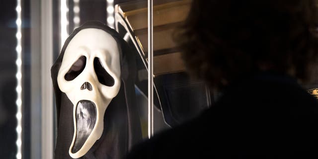 A ghost mask similar to the one featured in Wes Craven's 1996 film "Scream," which was inspired by the crimes of serial killer Danny Rolling.