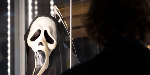 A ghost mask similar to the one featured in Wes Craven's 1996 film "Scream," which was inspired by the crimes of serial killer Danny Rolling.