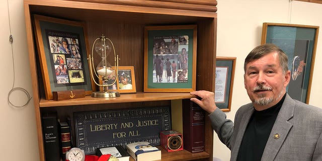 Sen. Brian Boquist poses in his office in the Oregon State Capitol in Salem, Oregon, on July 3, 2019. 