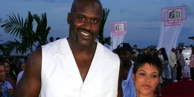 Shaquille O'Neal and wife Shaunie during the 2004 MTV Video Music Awards Red Carpet at American Airlines Arena in Miami, Fla.