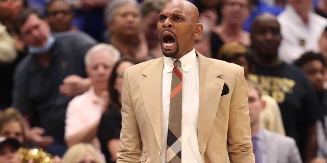 Vanderbilt Commodores head coach Jerry Stackhouse reacts during the second half against the Kentucky Wildcats in the SEC Men's Basketball Tournament quarterfinal game at Amalie Arena on March 11, 2022 in Tampa, Florida. 