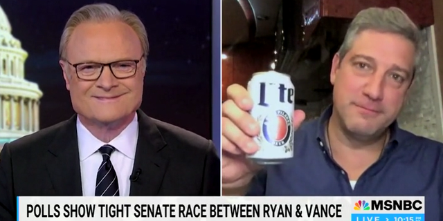 Democratic congressman Tim Ryan held an open can of Miller Lite during an MSNBC appearance before the midterm election.