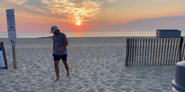 Tommy Pasquale takes a final walk on one of his "favorite beaches" in New Jersey before leaving for his cross-country trek on Sept. 19, 2022.