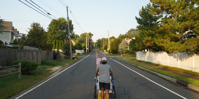 Tommy Pasquale is shown leaving from Manasquan, New Jersey, on Sept. 19, 2022 — and headed across America.
