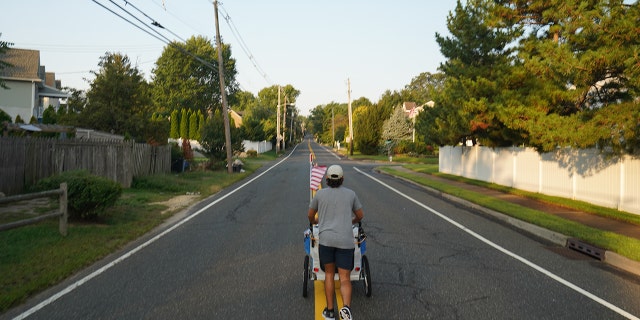 Tommy Pasquale is shown leaving from Manasquan, New Jersey, on Sept. 19, 2022 — and headed across America.