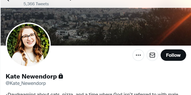 Kate Newendorp, a new chaplain at Children's Wisconsin, has a Twitter bio that says, "Daydreaming about cats, pizza, and a time where God isn’t referred to with male pronouns•Chaplain desiring to shake things up •she/her/hers."