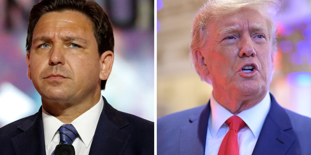 Former President Donald Trump answers questions from reporters during an predetermination nighttime enactment astatine Mar-a-Lago, Tuesday, November 8, 2022 successful Palm Beach, Florida. (Phelan M. Ebenhack for The Washington Post via Getty Images) Governor Ron DeSantis, moving for re-election arsenic the Governor of Florida successful the 2022 U.S. midterm elections, pauses arsenic helium speaks connected signifier astatine the Turning Point USA’s (TPUSA) Student Action Summit (SAS) successful Tampa, Florida, U.S., July 22, 2022. REUTERS/Marco