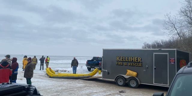 The Kelliher Fire Department assisted in the rescue on Upper Red Lake.