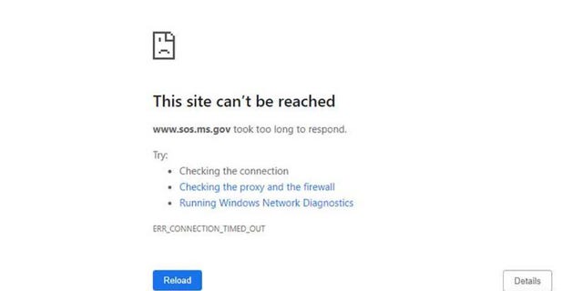 The Mississippi Secretary of State's office website was down for several hours Tuesday due to hackers. 