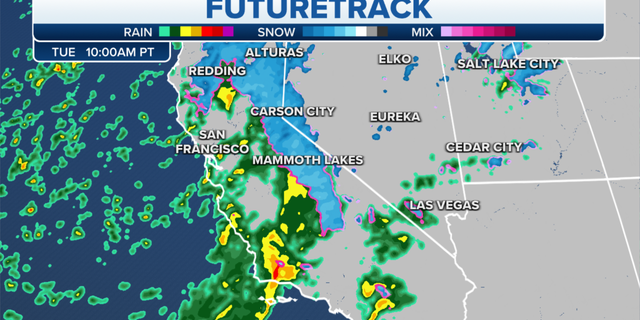 Expected weather for the West on Tuesday.