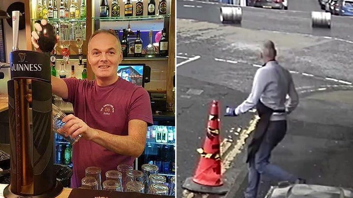 Viral video shows bar owner chasing after beer kegs as they roll down the street