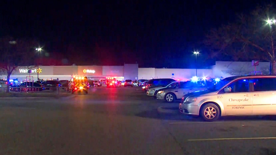 Police vehicles outside of a Walmart