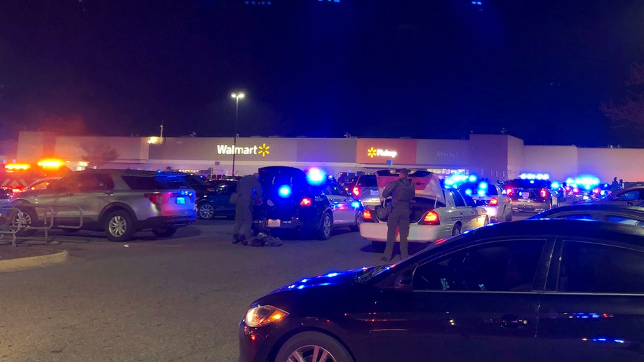 Emergency vehicles in the Walmart parking lot