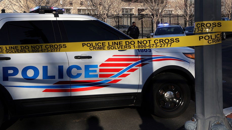 A police car and caution tape