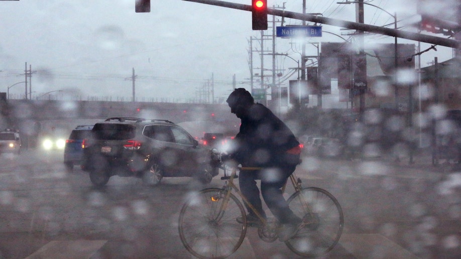 Culver City cyclist in the rain