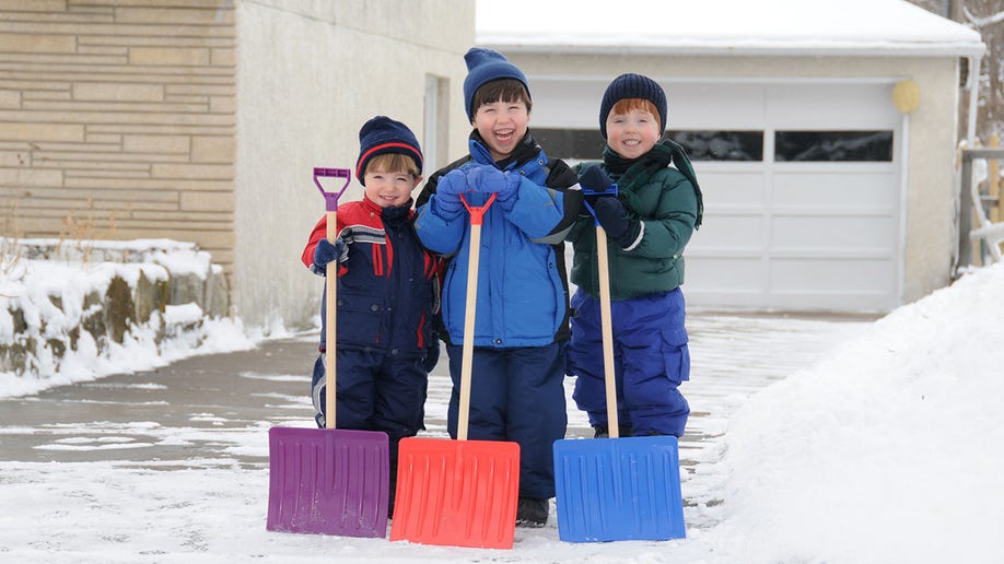 snow shoveling kids