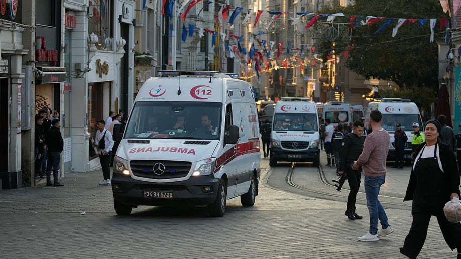 First responders connected country astatine an detonation successful Istanbul, Turkey during daytime
