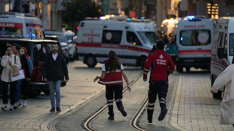 First responders on scene at an explosion in Istanbul, Turkey during daytime