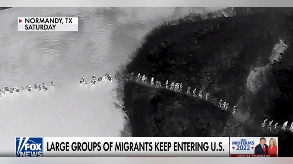 Drone footage shows streams of migrants cross border into Texas 'with no resistance'