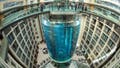 People gather on the top of the AquaDom aquarium at the Sea Life tourist attraction in Berlin, July 27, 2015.