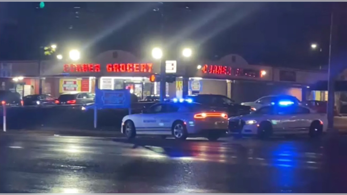 Police cars near gas station