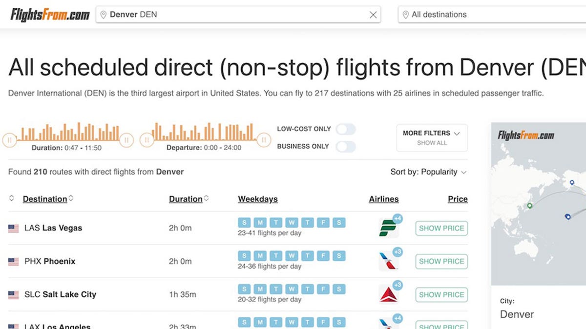 Screenshots of a flight website.