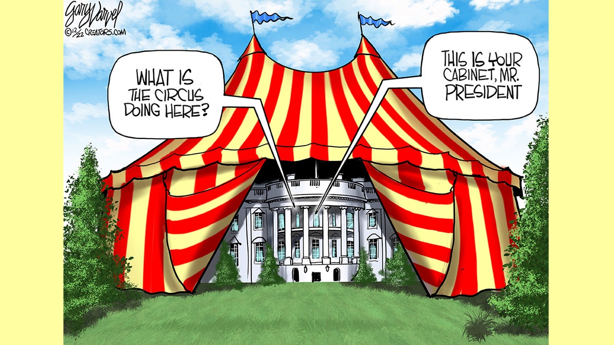 Political cartoon poking fun at President Biden