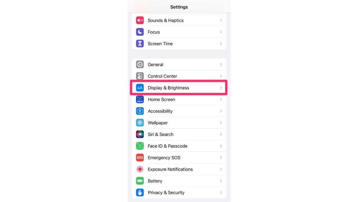 iphone display screen settings