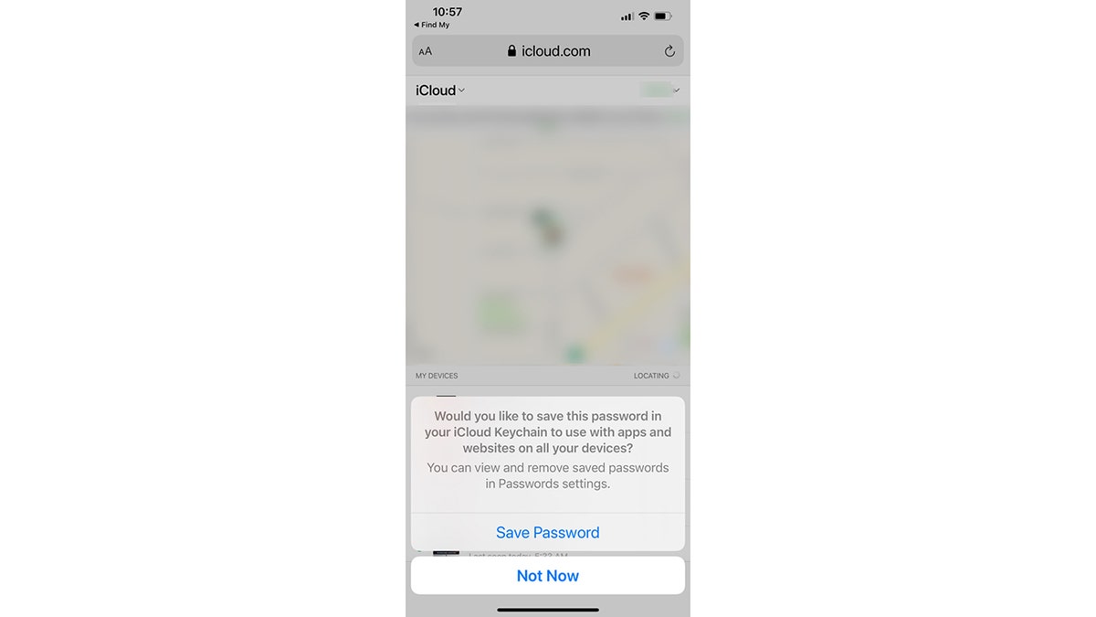 Screenshot of an iPhone screen in the "Find my iPhone" settings
