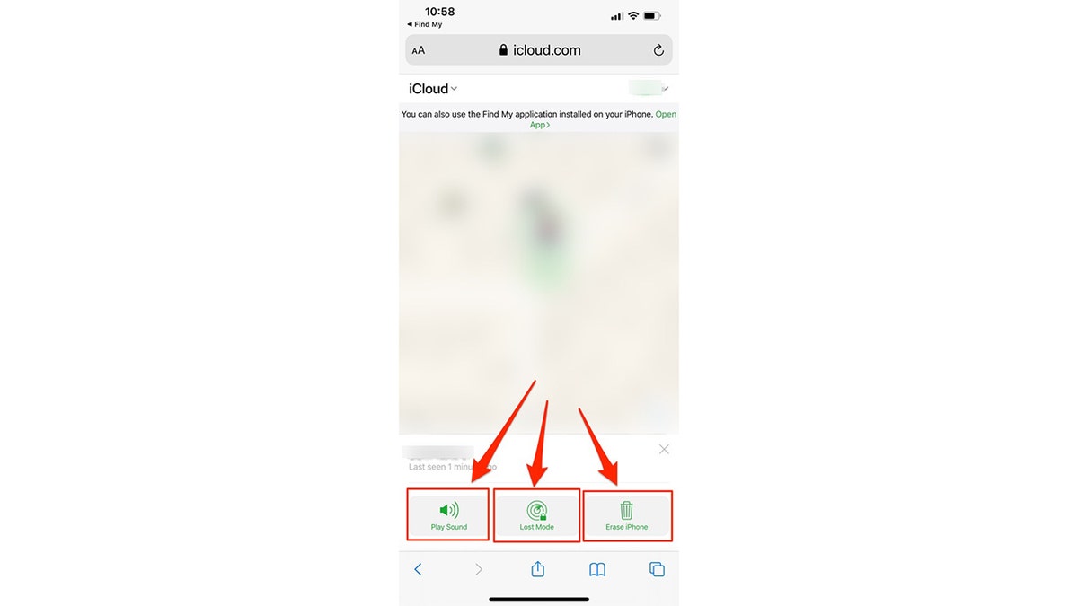 Screenshot of an iPhone screen in the "Find my iPhone" settings