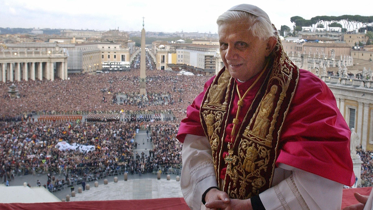 Pope Benedict at balcony of St. Peter's Basilica