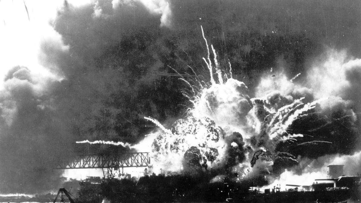 USS Shaw explodes during Pearl Harbor attack