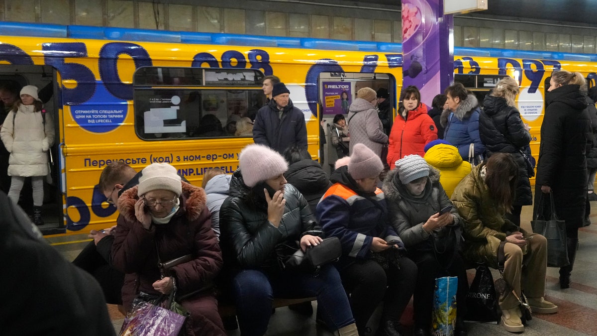 Ukrainians shelter in subway station