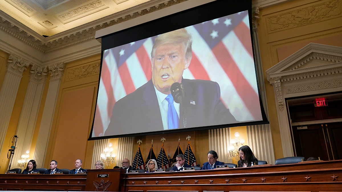 Donald Trump on a screen at Jan. 6 hearing