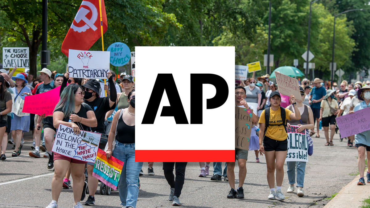 Associate Press logo and abortion protesters