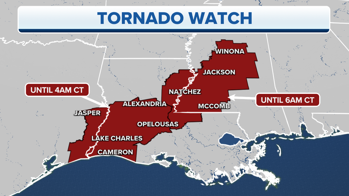 Fox Weather map showing tornado watch
