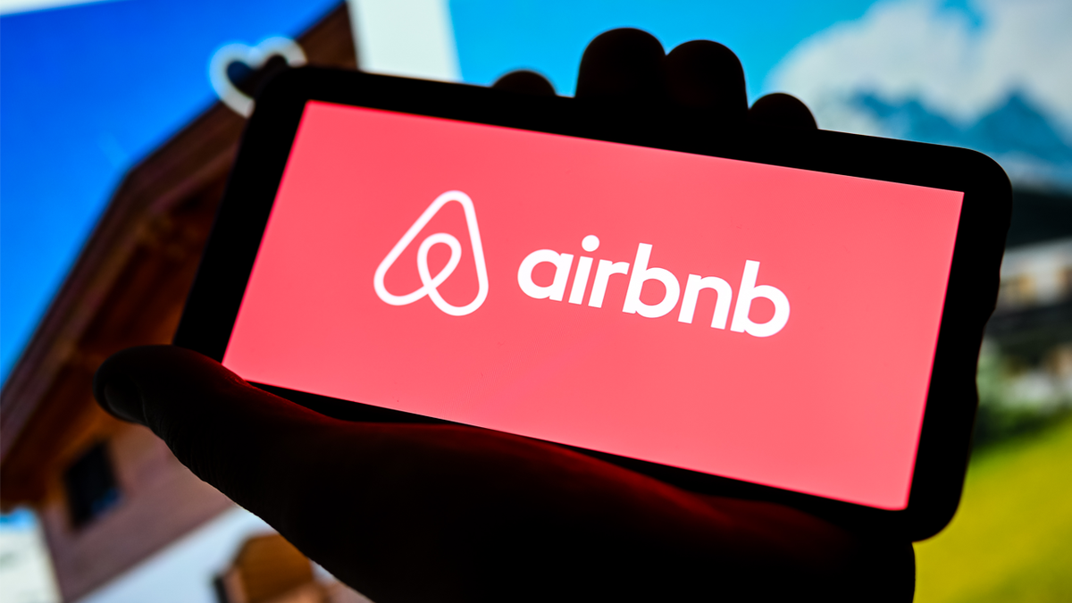 Airbnb logo on a smart phone